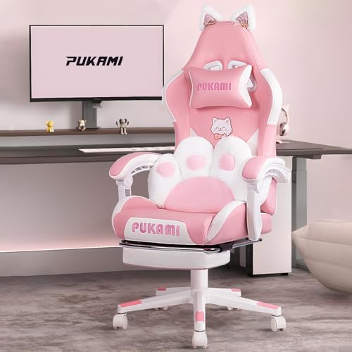 Gaming Chair Cushion - Różowe Krzesło Gamingowe Urocze z Kocimi