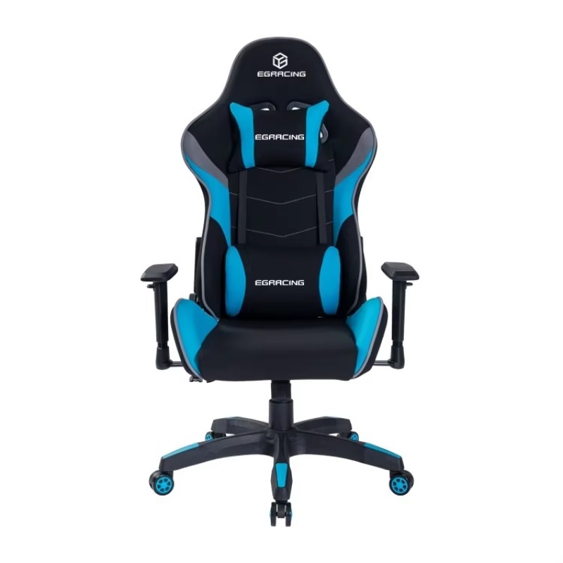 Gaming Chair Cushion - Czarno-niebieskie krzesło gamingowe z zagłówkiem i